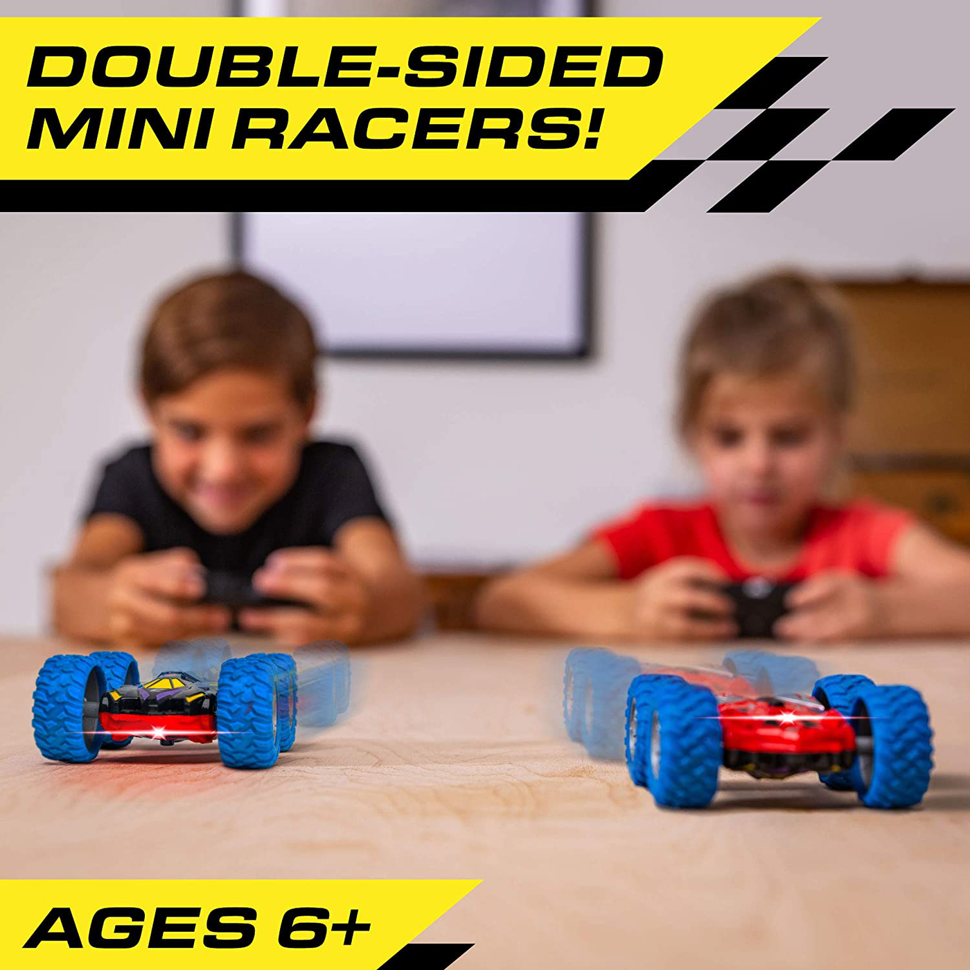 Power Your Fun Cyclone Mini RC Car for Kids - Double Sided Fast Remote Control Mini Stunt Car with LEDs, All Terrain Rubber Tires for 360 Flips, and Easy 2.4 GHZ Remote Control