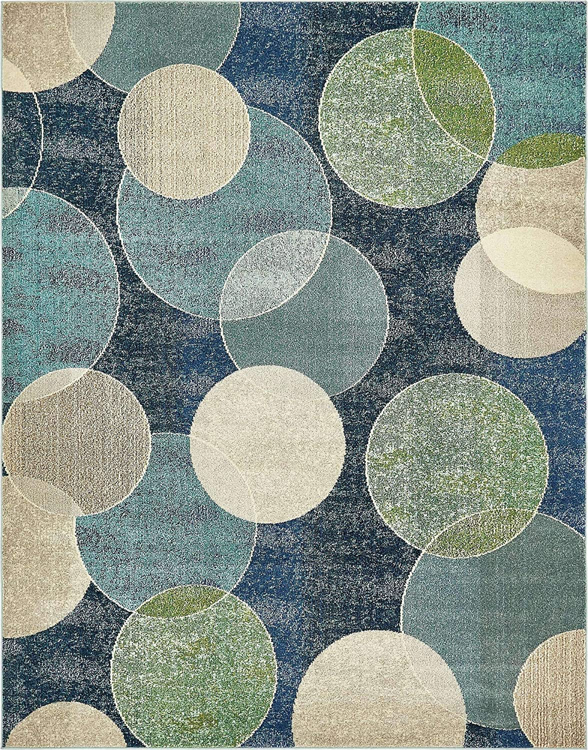 Unique Loom Chromatic Collection Modern Abstract Rustic Area Rug, 5' x 8', Blue/Beige