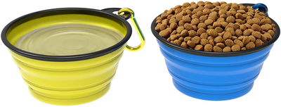 PETMAKER Collapsible Pet Bowls - Portable Silicone Food and Water Dog Bowl Set for Travel - 2 Pack