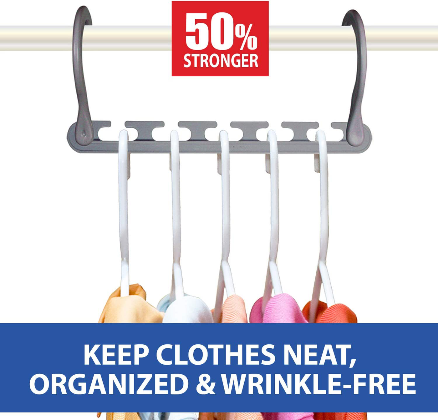 Wonder Hanger Max New & Improved, Pack of 24 – Triples Closet Space for Easy, Effortless, Wrinkle-Free Clothes, Comes Fully Assembled, White