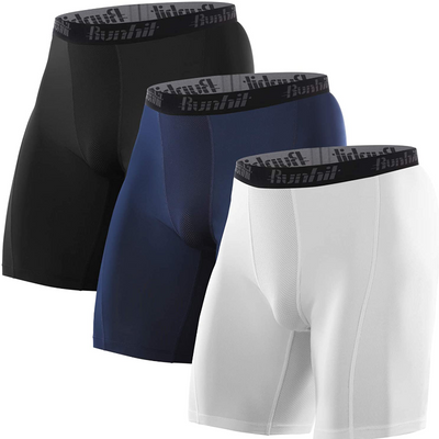 3 Pack Men's Spandex Compression Athletic Shorts With Side Pocket
