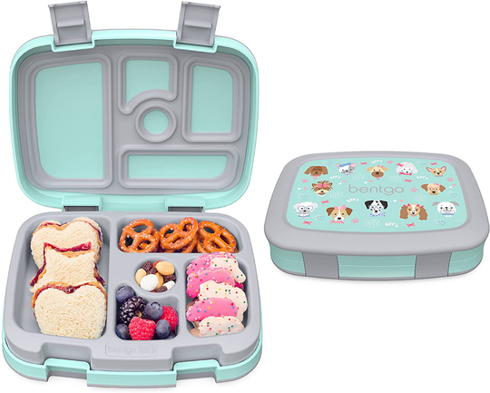 Bentgo Kids Prints Leak-Proof, 5-Compartment Bento-Style Kids Lunch Box - Ideal Portion Sizes for Ages 3 to 7 - BPA-Free, Dishwasher Safe, Food-Safe Materials - 2021 Collection (Puppy Love)