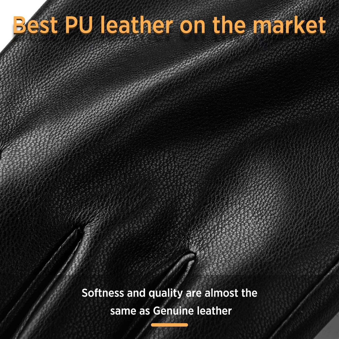 Winter Faux Leather Gloves Warm Thermal Touchscreen With Wool Lining