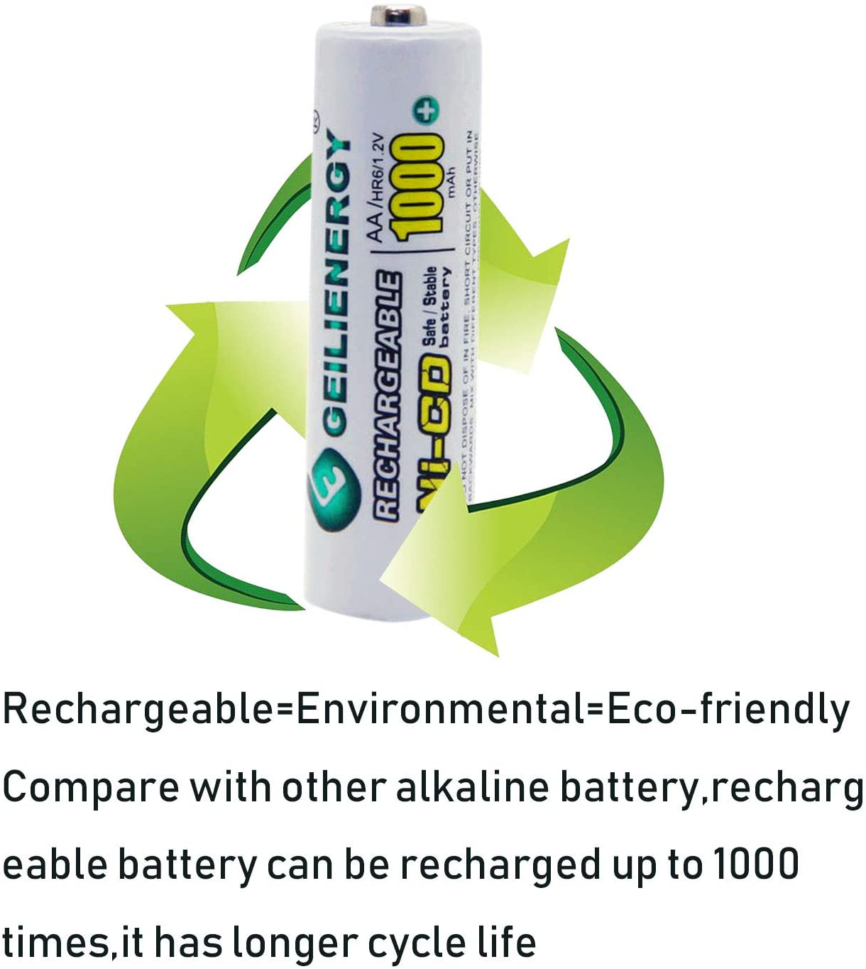 GEILIENERGY Solar Light AA Ni-CD 1000mAh Rechargable Batteries,AA Rechargeable Batteries for Solar Lights Solar Lamp(Pack of 12)