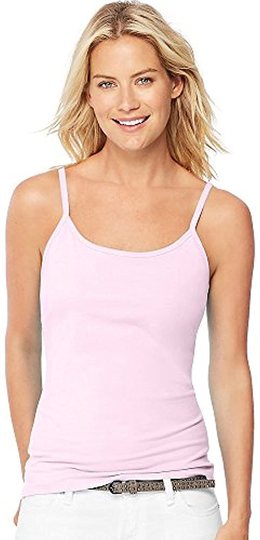 Hanes Womens Stretch Cotton Cami with Built-in Shelf Bra