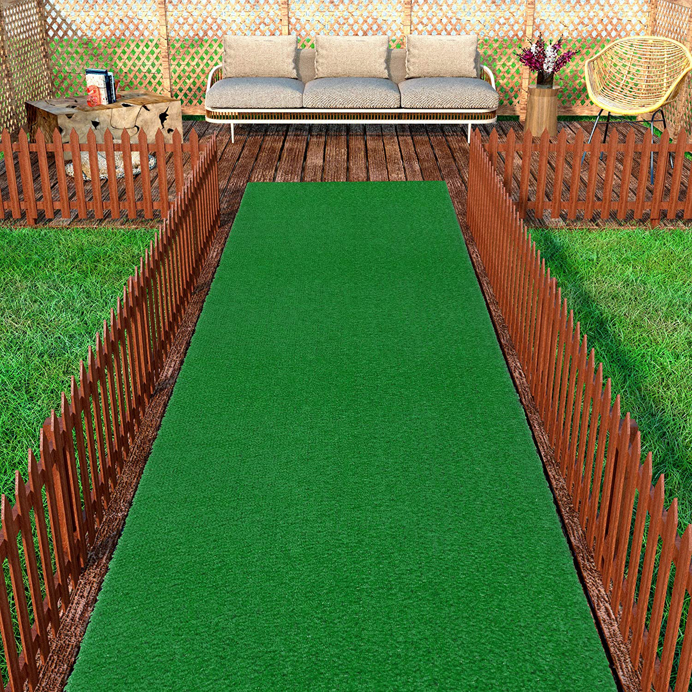 Ottomanson Evergreen Artificial Turf Area Rug, 2'7" X 7', Green