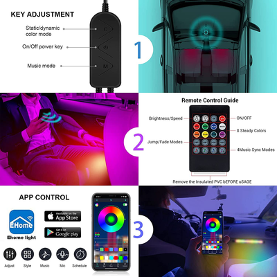 Car LED Lights, CT Capetronix Interior Car LED Lights APP Control Music Sync, Multi Color Car Accessories with USB Port,4 Pcs 48 LEDs…