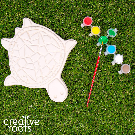 Creative Roots 92849 Paint Your Own Turtle Stepping Stone by Horizon Group Usa, 6 Paint Pots and Brush included, Assorted