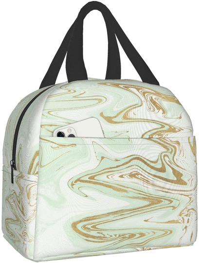 PrelerDIY Abstract Liquid Lunch Box - Insulated Lunch Bags for Women/Men Watercolor Design Reusable Lunch Tote Bags, Perfect for Office/Camping/Hiking/Picnic/Beach/Travel