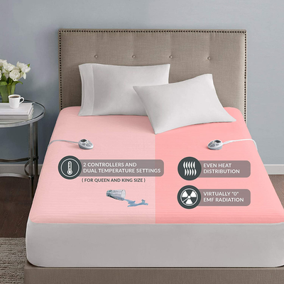 Serta Waterproof Mattress Pad-Cotton Blend Electric Bed Warmer with 10 Heat Settings Controller Zero Radiation, Auto Shut Off, 18" Deep All Around Elastic Pocket, Cal King, White