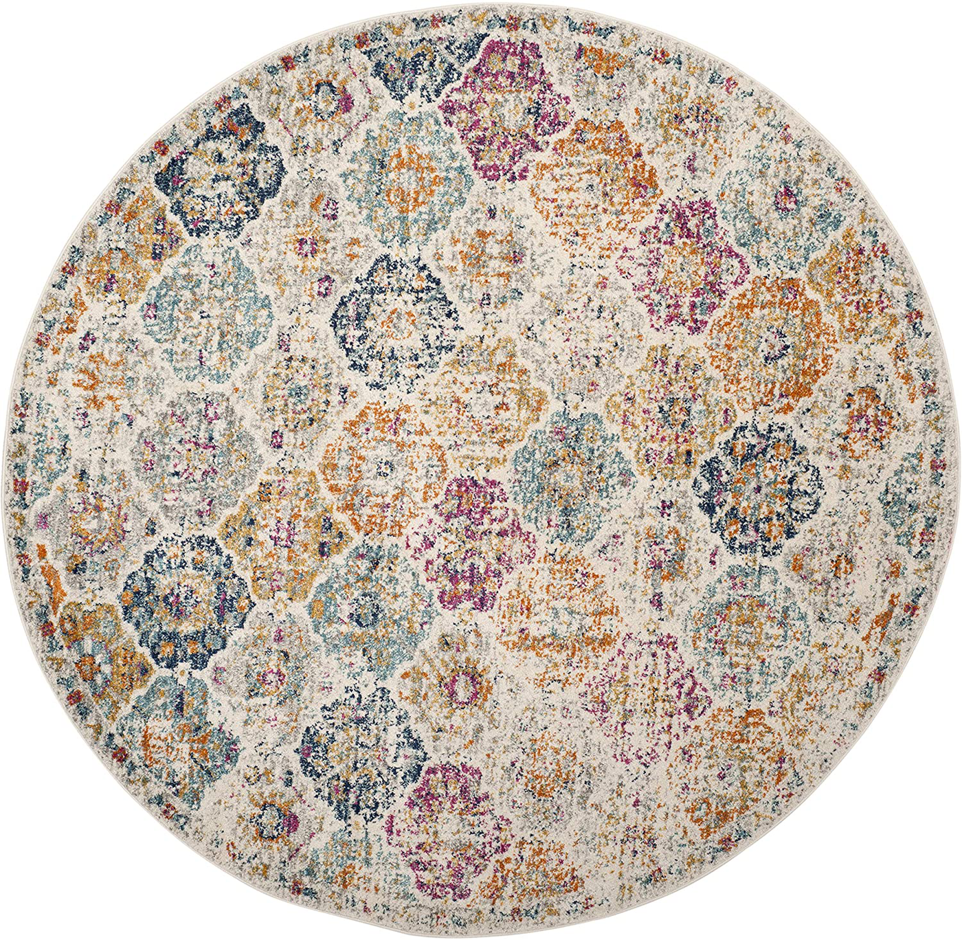 Safavieh Madison Collection MAD611B Boho Chic Floral Medallion Trellis Distressed Non-Shedding Stain Resistant Living Room Bedroom Runner, 2'3" x 12' , Cream / Multi