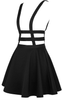 EXCHIC Women's Braces Skirt Pleated A-Line Suspender Mini Skirt