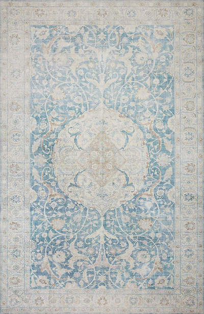 Chris Loves Julia x Loloi Jules JUL-03 Antique / Sky Oriental Area Rug 18" x 18" Sample Swatch