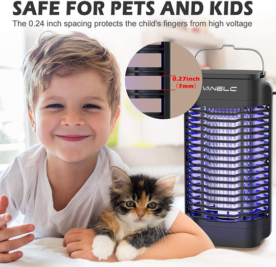 VANELC Bug Zapper, Electric Mosquito Killer Lamp, Light-Emitting Flying Insect Trap, Insect Fly Pest Attractant Trap, Effective 4200V Powered Electric Mosquito Zappers for Patio, Outdoor, Indoor