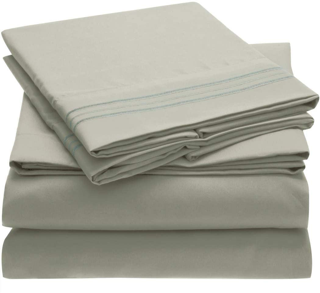 Mellanni Bed Sheet Set - Brushed Microfiber 1800 Bedding - Wrinkle, Fade, Stain Resistant - 3 Piece (Twin, Baby Blue)