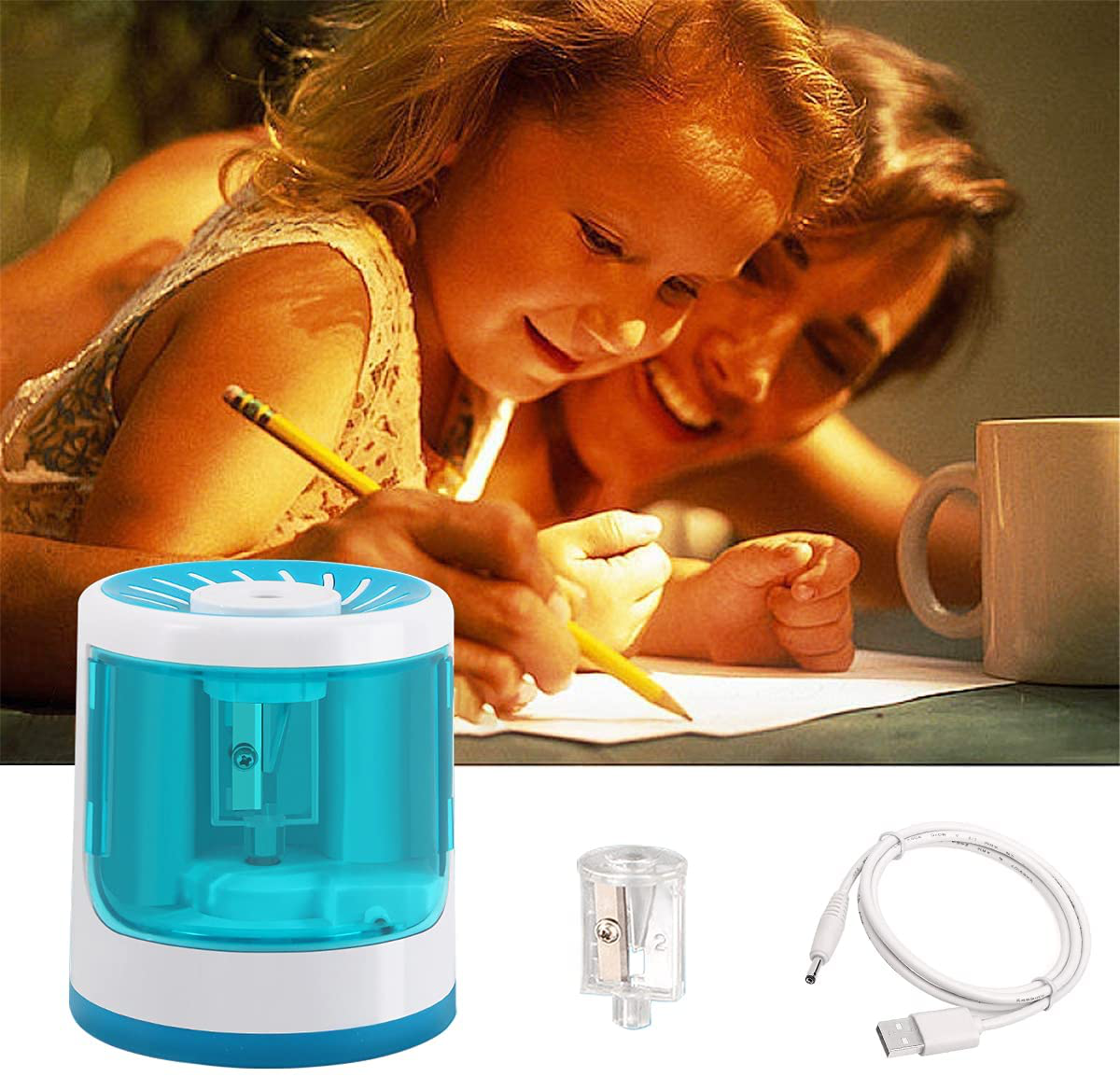 Pencil Sharpeners Battery Operated, Electric Pencil Sharpener Heavy Duty School Supplies for Kids, Suitable for Number #2 Pencil Colored Pencils & Charcoal Pencil (6-8mm), Automatic Pencil Sharpener