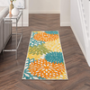 Nourison Aloha Indoor/Outdoor Floral Turquoise Multicolor 2'3" x 8' Area Rug, (8' Runner)
