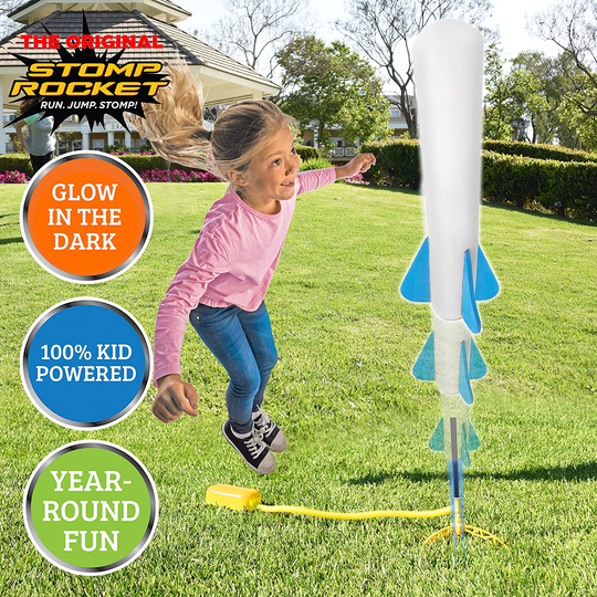 Stomp Rocket The Original Jr. Glow Rocket Launcher, 4 Foam Rockets and Toy Air Rocket Launcher - Glows in The Dark, STEM Gift for Boys and Girls Ages 3 Years and Up - Great for Year Round Play