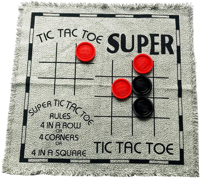 Yuanhe 3 in 1 Gaint Checker Set Including Tic Tac Toe Game with Reversible Rug, Calssic Indoor Outdoor Yard Games for Family