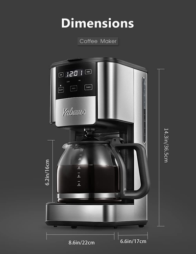 Programmable Coffee Maker, 12 Cups Coffee Pot with Timer and Glass Carafe, Brew Strength Control, Keep Warming, Mid-Brew Pause, Coffee Machine with Permanent Coffee Filter Basket, Anti-Drip System