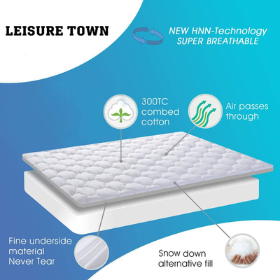 LEISURE TOWN California King Mattress Pad Cover Cooling Mattress Topper Cotton Top Pillow Top with Snow Down Alternative Fill (8-21 Inch Fitted Deep Pocket)