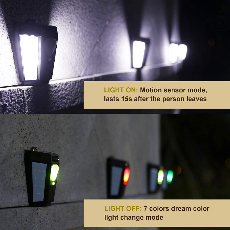 4 Pack Color Changing Solar Motion Sensor Outdoor Lights 