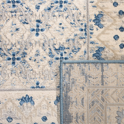 Safavieh Brentwood Collection BNT899G Traditional Oriental Distressed Non-Shedding Stain Resistant Living Room Bedroom Area Rug, 3' x 5', Light Grey / Blue