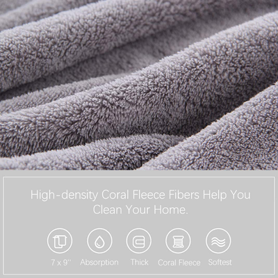 Sunny zzzZZ 24 Pack Kitchen Towel (Grey, 10 x 20 Inch) - Does Not Shed Fluff - No Odor Reusable Dish Towels, Premium Dish Cloths, Super Absorbent Coral Fleece Cleaning Towels