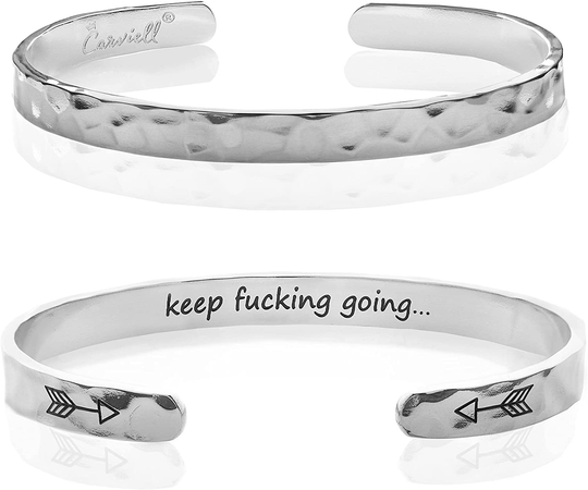 Carviell Bracelets for Women, Personalized Gifts for Her, Mom, Best Friend, Inspirational Friendship Cuff for Teen Girls, Engraved, Birthday Gift Jewelry