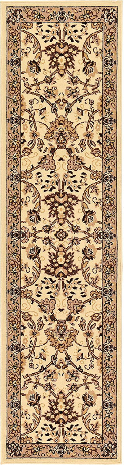 Unique Loom Kashan Traditional Floral Area Rug, 2 Feet 2 Inch x 8 Feet 2 Inch, Ivory/Tan