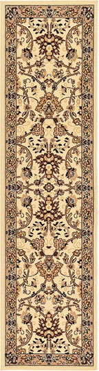 Unique Loom Kashan Traditional Floral Area Rug, 2 Feet 2 Inch x 8 Feet 2 Inch, Ivory/Tan