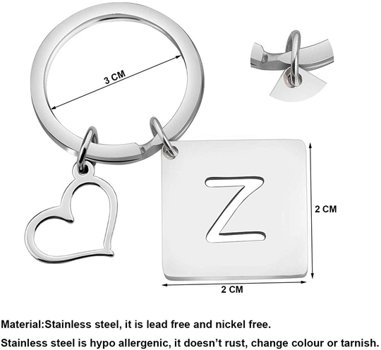 bobauna Stainless Steel Cut Out Alphabet Initial Letter Keychain Key Ring Personalized Gift