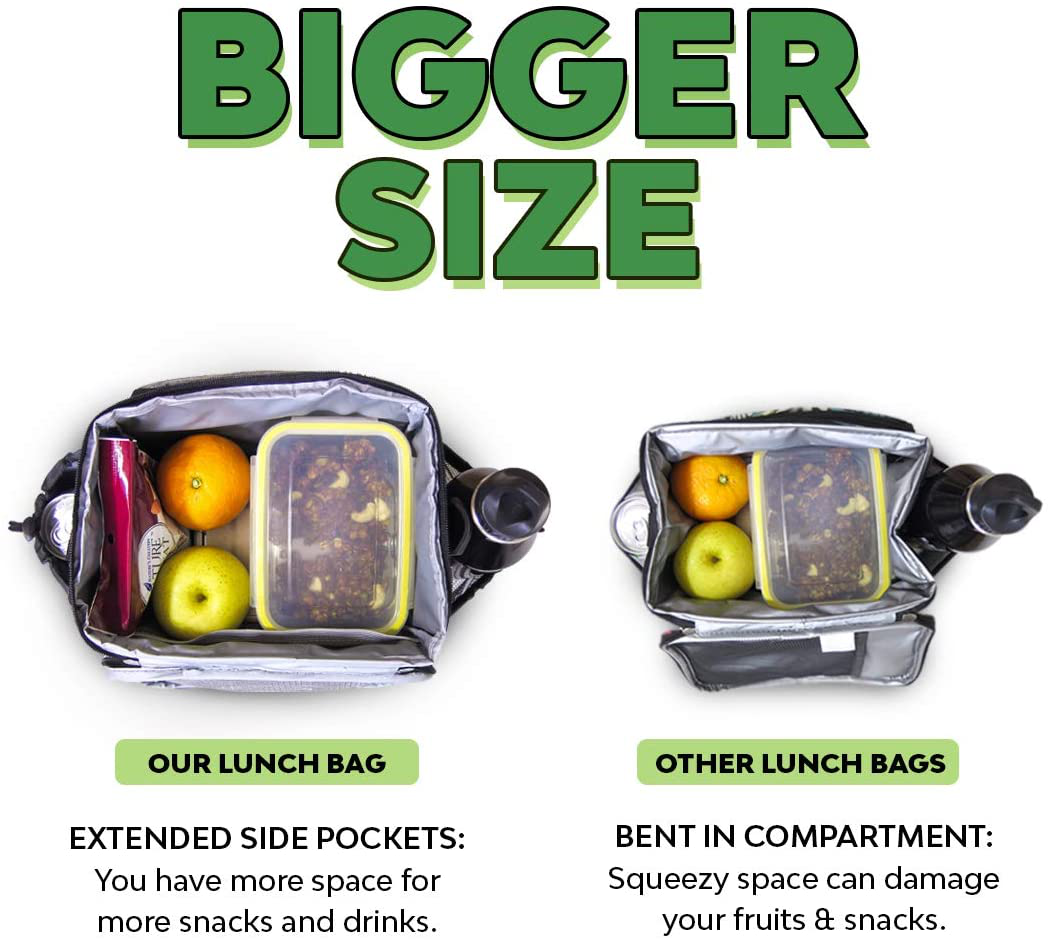 Inspirit Mens Lunchbox for Work - Insulated Lunch Bag, Lunch Boxes for Women, Lunch Box for Men, Lunchbox for Boys, Lunch Bag for Men, Lunch Cooler for Men Work, Black