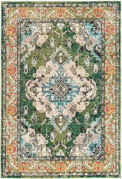 Safavieh Monaco Collection MNC243H Boho Chic Medallion Distressed Non-Shedding Stain Resistant Living Room Bedroom Runner, 2'2" x 10' , Orange / Light Blue