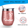 Birthday Gifts for Women, Wine Tumbler Gifts for Women, Vacuum Coffee Tumbler, Stainless Steel Insulated Tumbler with Lid and Straw, Muzpz 12oz Retirement Wine Tumbler Coffee Mug (RoseGold)