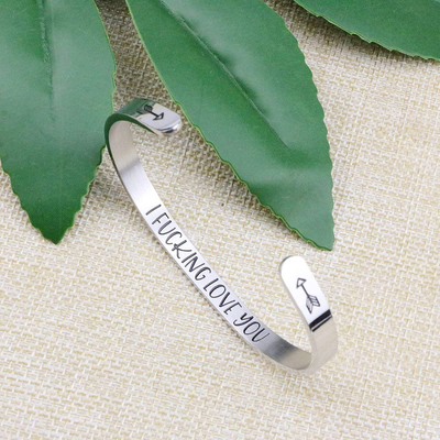 Joycuff Inspirational Bracelets for Women Mom Personalized Gift for Her Engraved Mantra Cuff Bangle Crown Birthday Jewelry