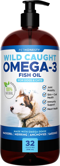 PetHonesty 100% Natural Omega-3 Fish Oil for Dogs from Iceland - Omega-3 for Dogs - Pet Liquid Food Supplement- EPA + DHA Fatty Acids Reduce Shedding & Itching- Supports Joints, Brain & Heart Health
