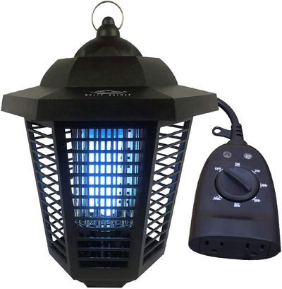 White Kaiman Electric Bug Zapper Outdoor Mosquito Lamp w/Photo-Sensor Timer- High Powered 2000 Volt Grid & 20W UV Tube Insect Attracting Mosquitoes ~ Killer Waterproof Bug Zapper