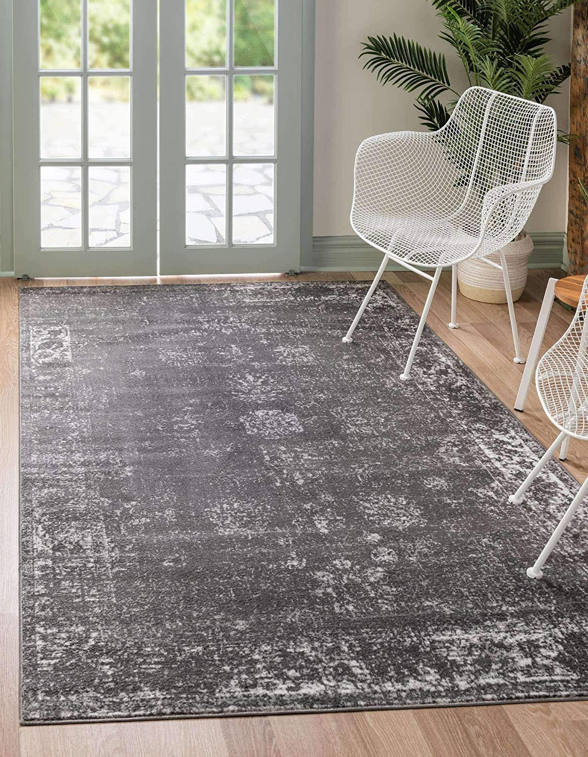 Unique Loom Sofia Collection Area Traditional Vintage Rug, French Inspired Perfect for All Home Décor, 2' 2 x 3' 0 Rectangular, Dark Gray/Ivory