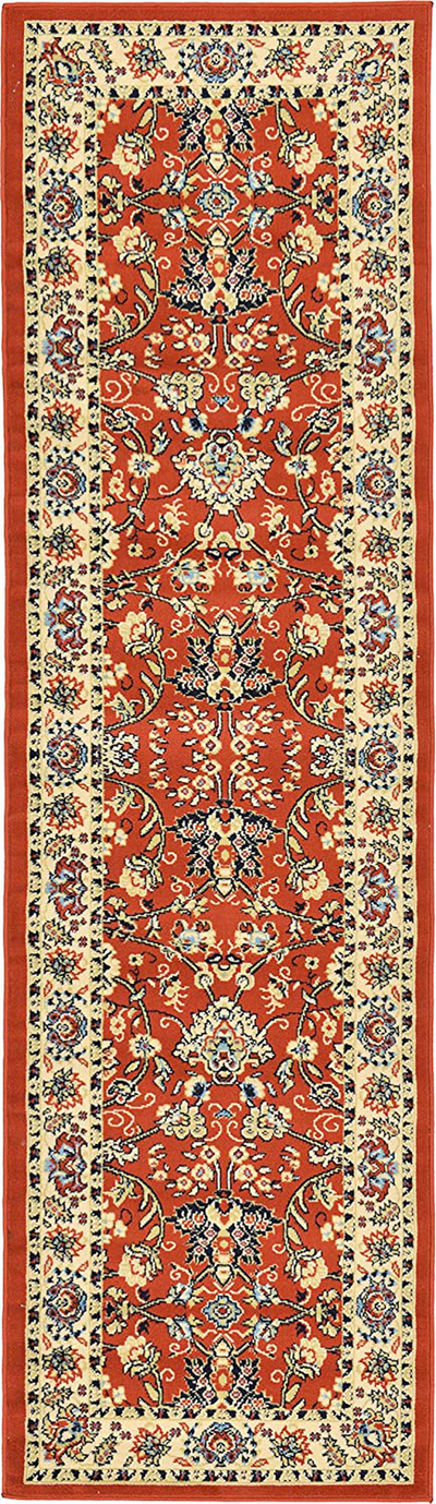 Unique Loom Kashan Traditional Floral Area Rug, 2 Feet 7 Inch x 10 Feet, Terracotta/Ivory