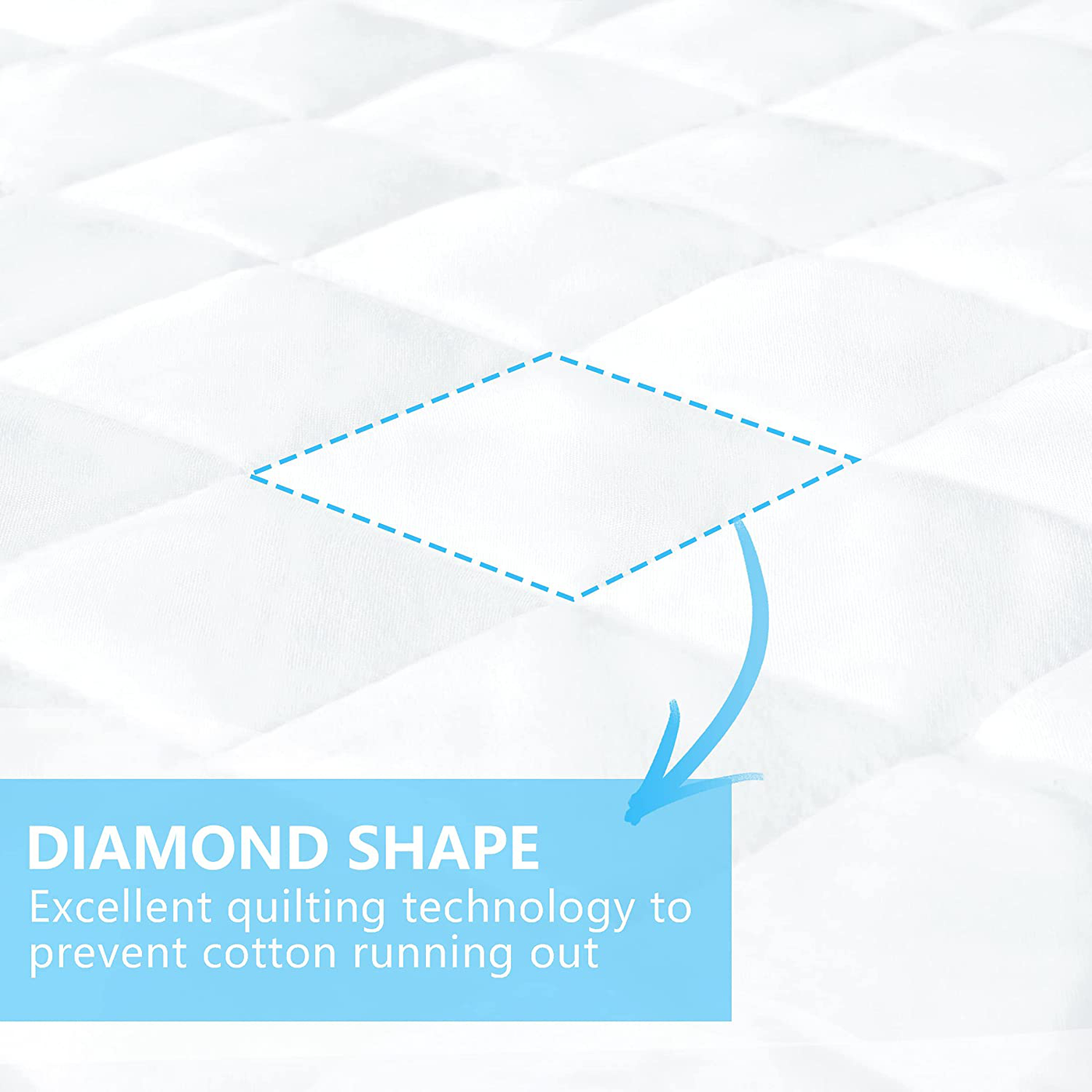 Ruili King Quilted Fitted Mattress Pad, 100% Waterproof Deep Pocket Stretch Up to 21 Inches Mattress Protector Soft Snow Cotton Filling Mattress Cover