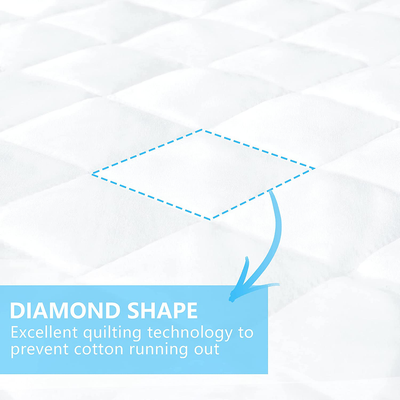 Ruili King Quilted Fitted Mattress Pad, 100% Waterproof Deep Pocket Stretch Up to 21 Inches Mattress Protector Soft Snow Cotton Filling Mattress Cover