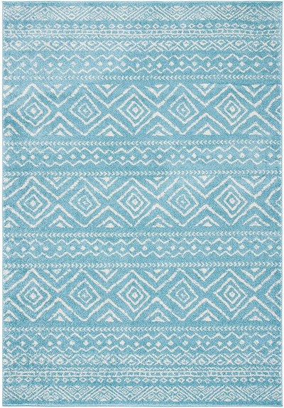 Safavieh Tulum Collection TUL267K Moroccan Boho Distressed Non-Shedding Stain Resistant Living Room Bedroom Area Rug, 2' x 5', Turquoise / Ivory