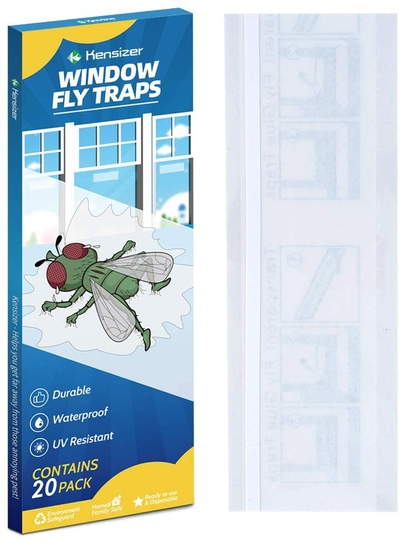 Kensizer 20-Pack Window Fly Traps, Fly Paper Sticky Strips, Fly Catcher Clear Windows Trap for Home, House Fly Killer Lady Bug Traps Indoor