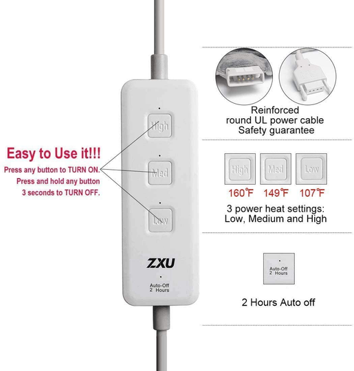 XL King Size 12” x 24” - Heating Pad Ultra-Soft with Moist & Dry Heat Therapy Options & Auto Shut-Off