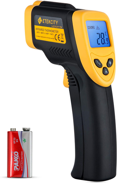 Etekcity Infrared Thermometer 774 (Not for Human) Temperature Gun Non-Contact for Cooking, Home Repairs, Maintenance-58 (50℃ to 380℃), 58℉ to 716℉ (-50℃ to 380℃), Yellow