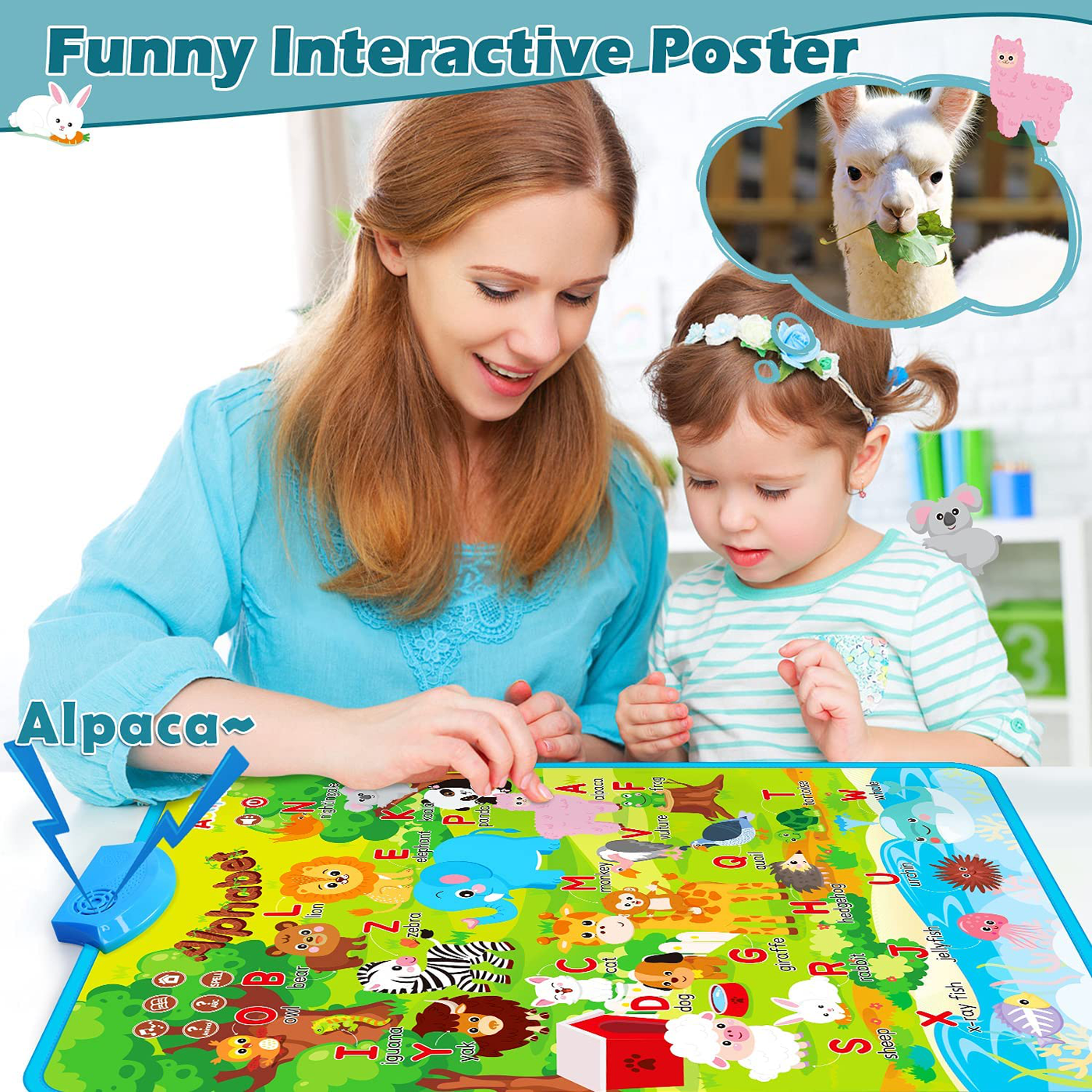 aotipol Electronic Interactive Alphabet Wall Chart, Talking ABC & 123 & Piano Tone Poster, Educational Toys for 3 4 5 Year Old Boys Girls, Toddlers Kids Learning Toys
