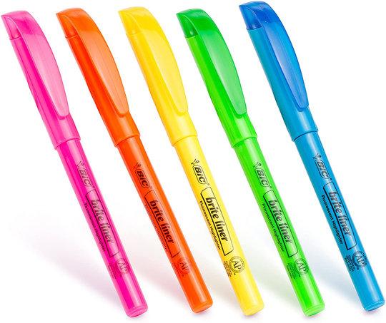 BIC Brite Liner Highlighter, Chisel Tip, Assorted Colors, 24-Count, Chisel Tip for Broad Highlighting or Fine Underlining