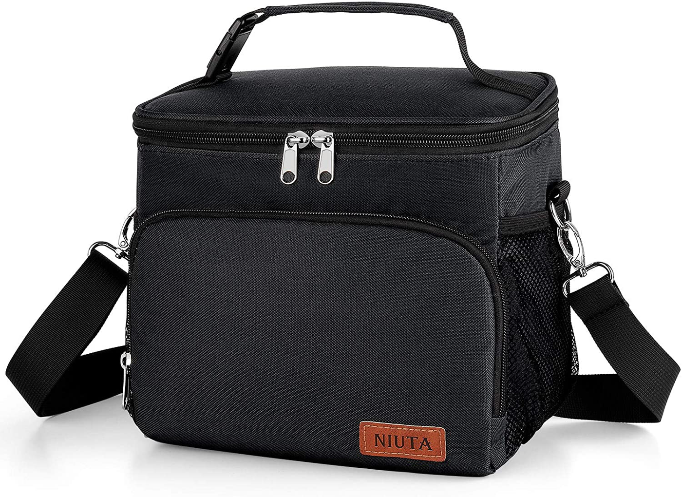 NIUTA Insulated Lunch Bag for Men/Womens, Lunch Box, Upgraded version Double Deck Reusable Lunch Pail (Black)