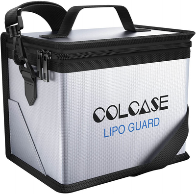 COLCASE Upgraded Fireproof Lipo Safe Bag for Lipo Battery Storage and Charging , Large Space Highly Sturdy Double Zipper Lipo Battery Guard (8.46x5.70x6.5 in)